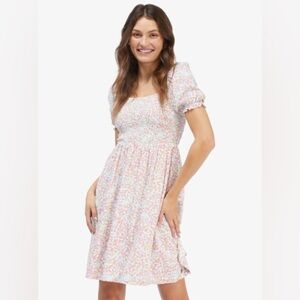 Roxy Floral Smocked Dress - Pink and Orange